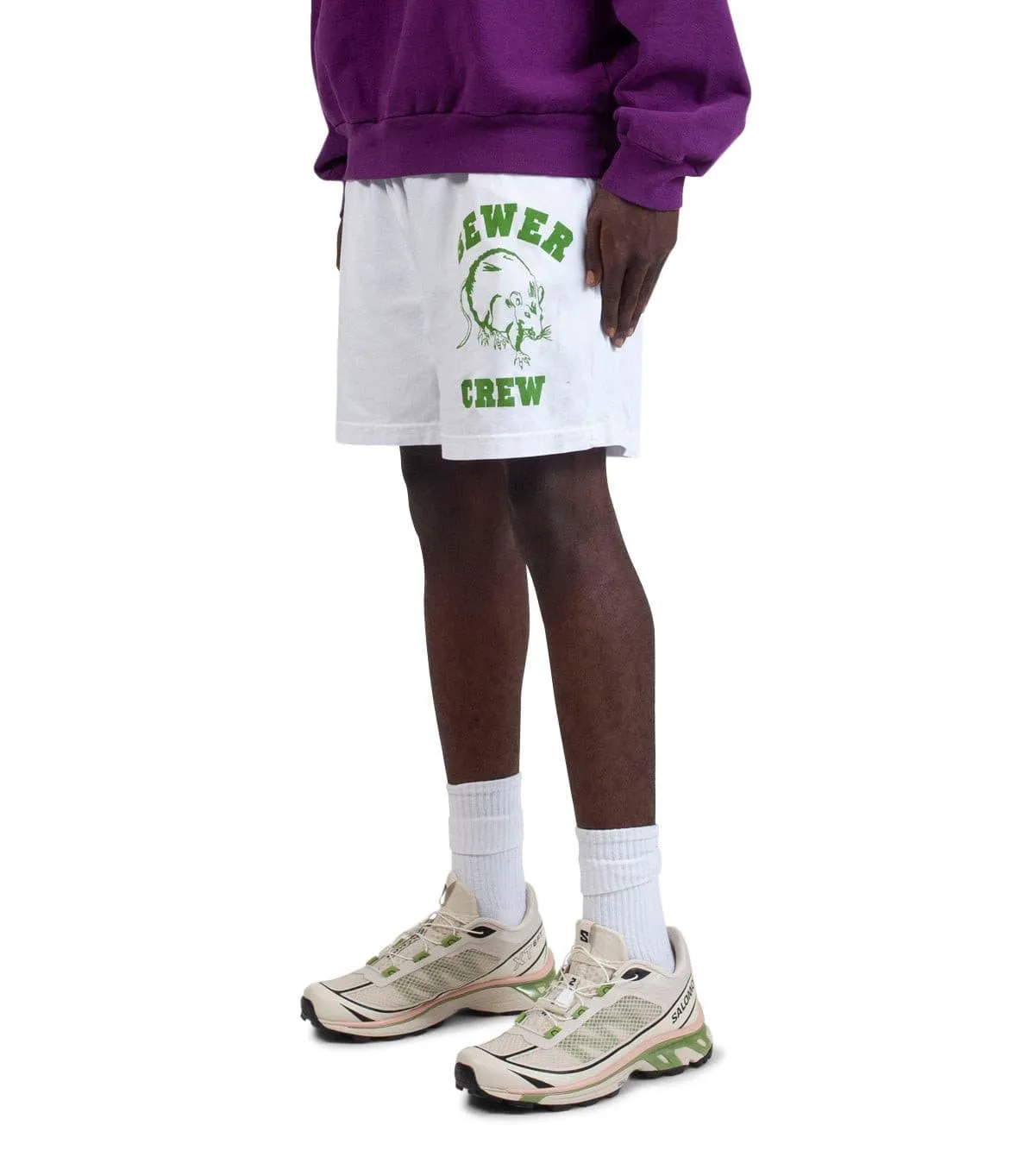 Gentle Power Layered Paneling Stray Rats Sewer Crew Jammer Short White