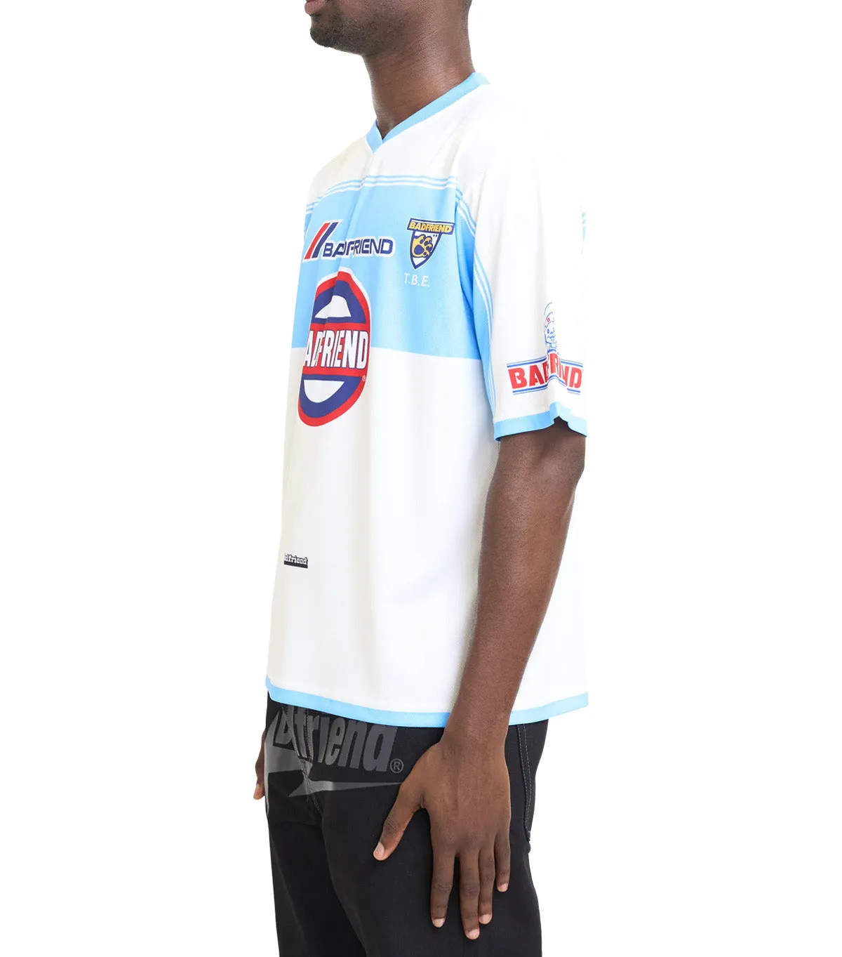 Badfriend Soccer Jersey Bone Blue NonRestrictive Movement