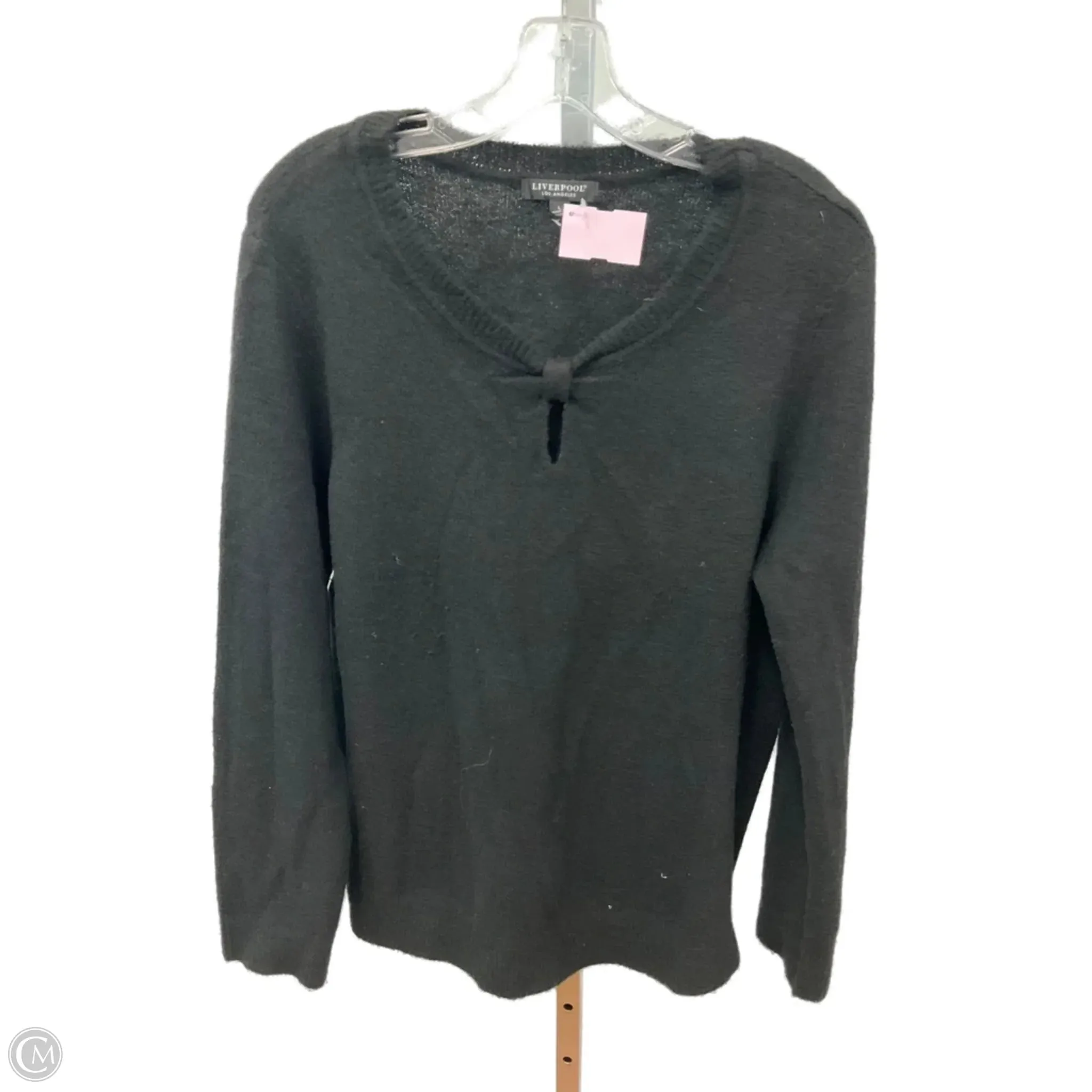 Sweater By Liverpool In Black, Size: L Contrast Stitch Detailing SheerLayering