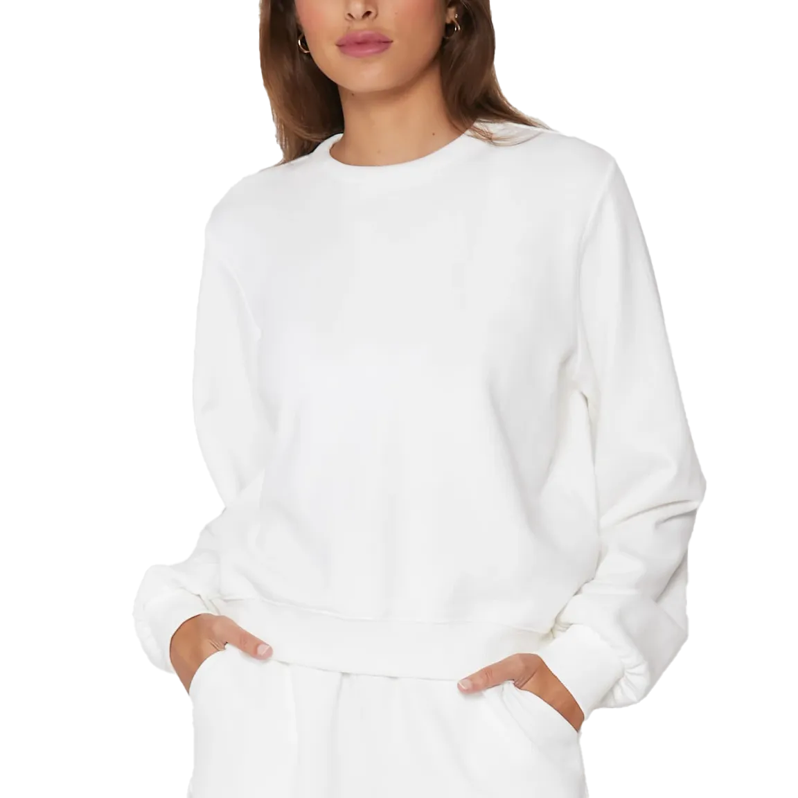 Women's Effortless Crew DoubleLayered Fabric Easy Wash