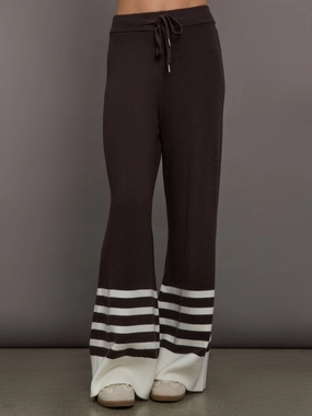 Striped Sweater Pant - Chocolate Torte / Off White Dropped Shoulder Cut Loose Fit
