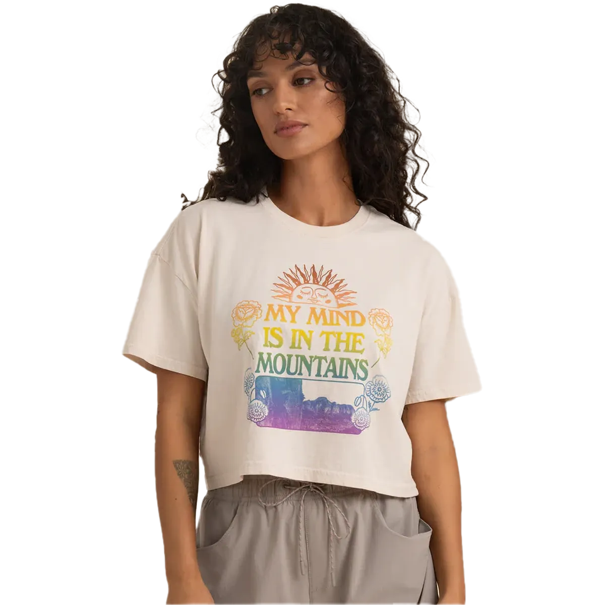 FlexibleJointConstruction StaticResistantTextile Women Mountian Cropped Boxy Tee