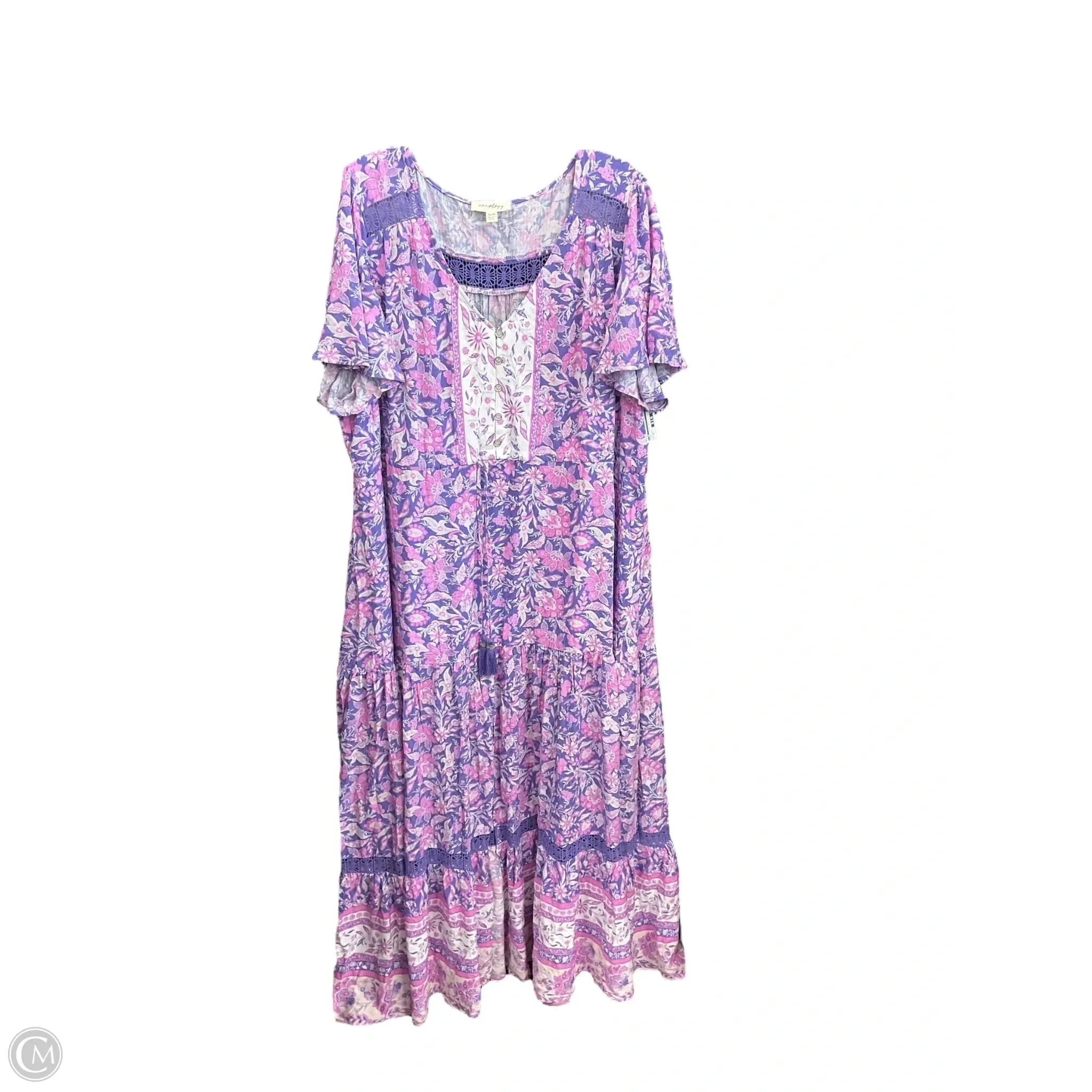 Dress Casual Maxi By Cmb In Purple, Size: 4x Satin Touch