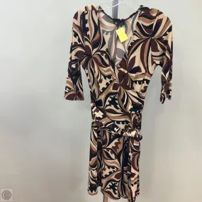 Saturated Hue Functional Comfort Dress Casual Short By Ab Studio In Black & Brown, Size: M