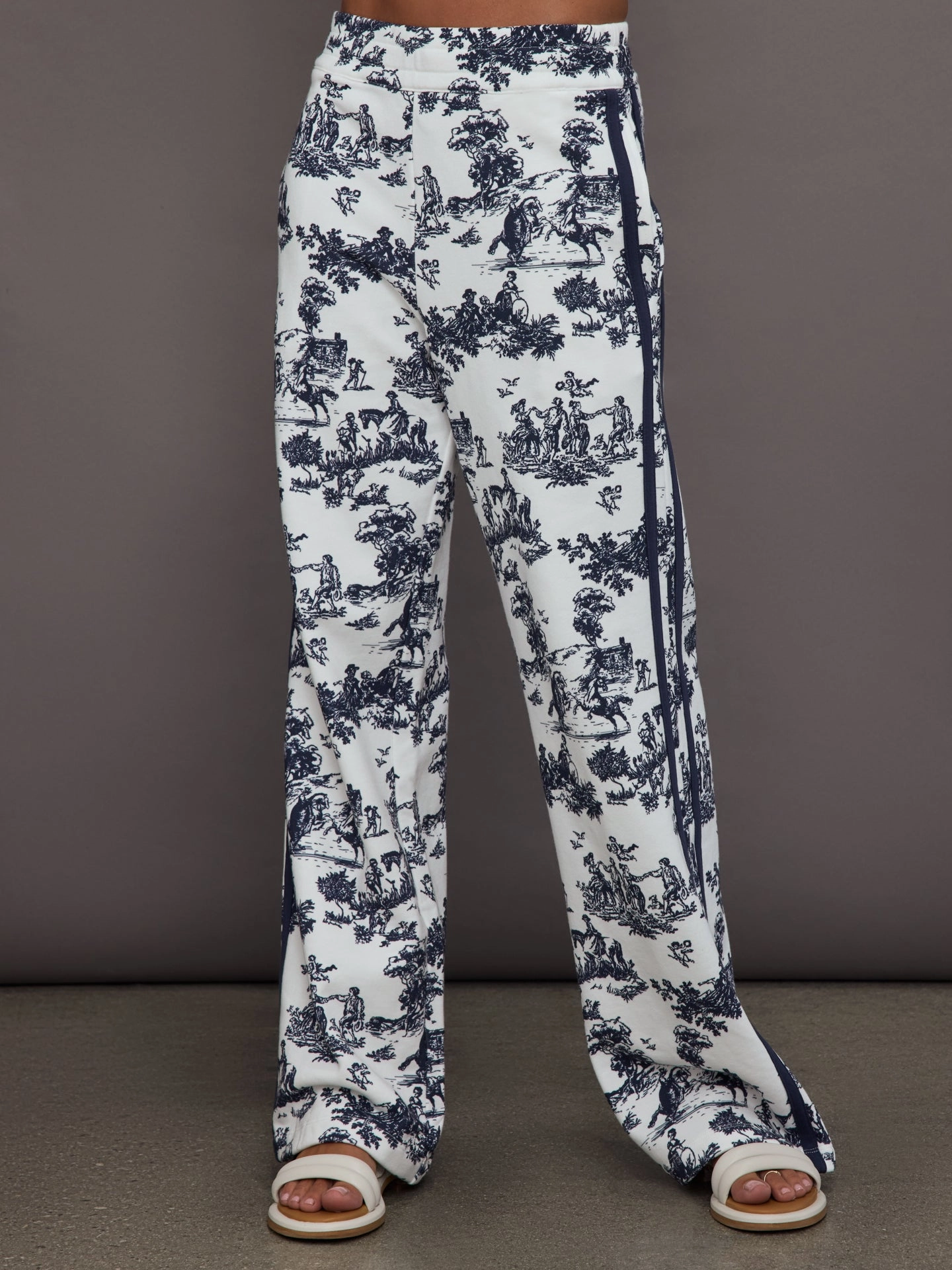 Toile Track Pant - Navy Toile Ultra Soft Feel Layered Neckline