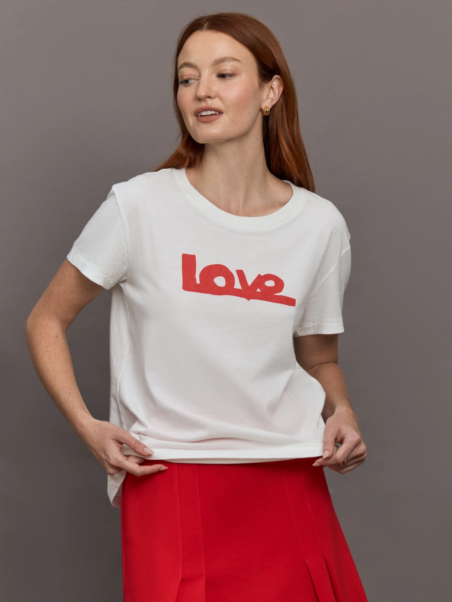 Suke Love Lines Tee - White Loose Fit