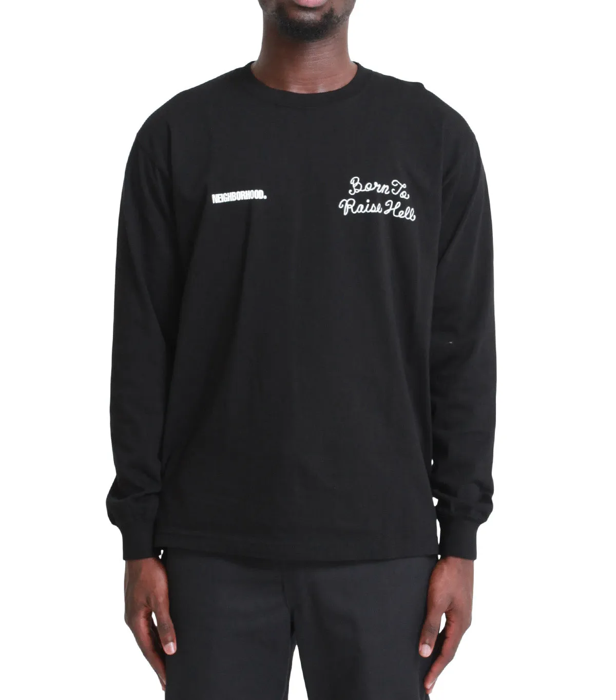 Neighborhood 9 Long Sleeve T-Shirt Black Peace Flow Ergonomic Pattern