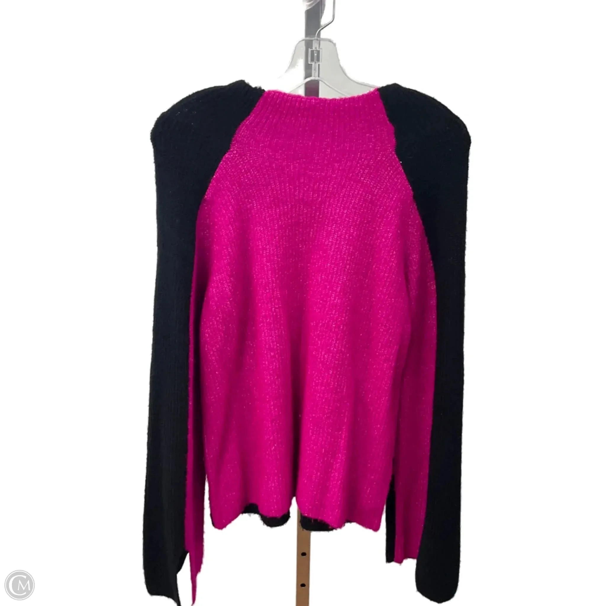 Summer Air Reinforced Stress Points Sweater By Dkny In Black & Pink, Size: L