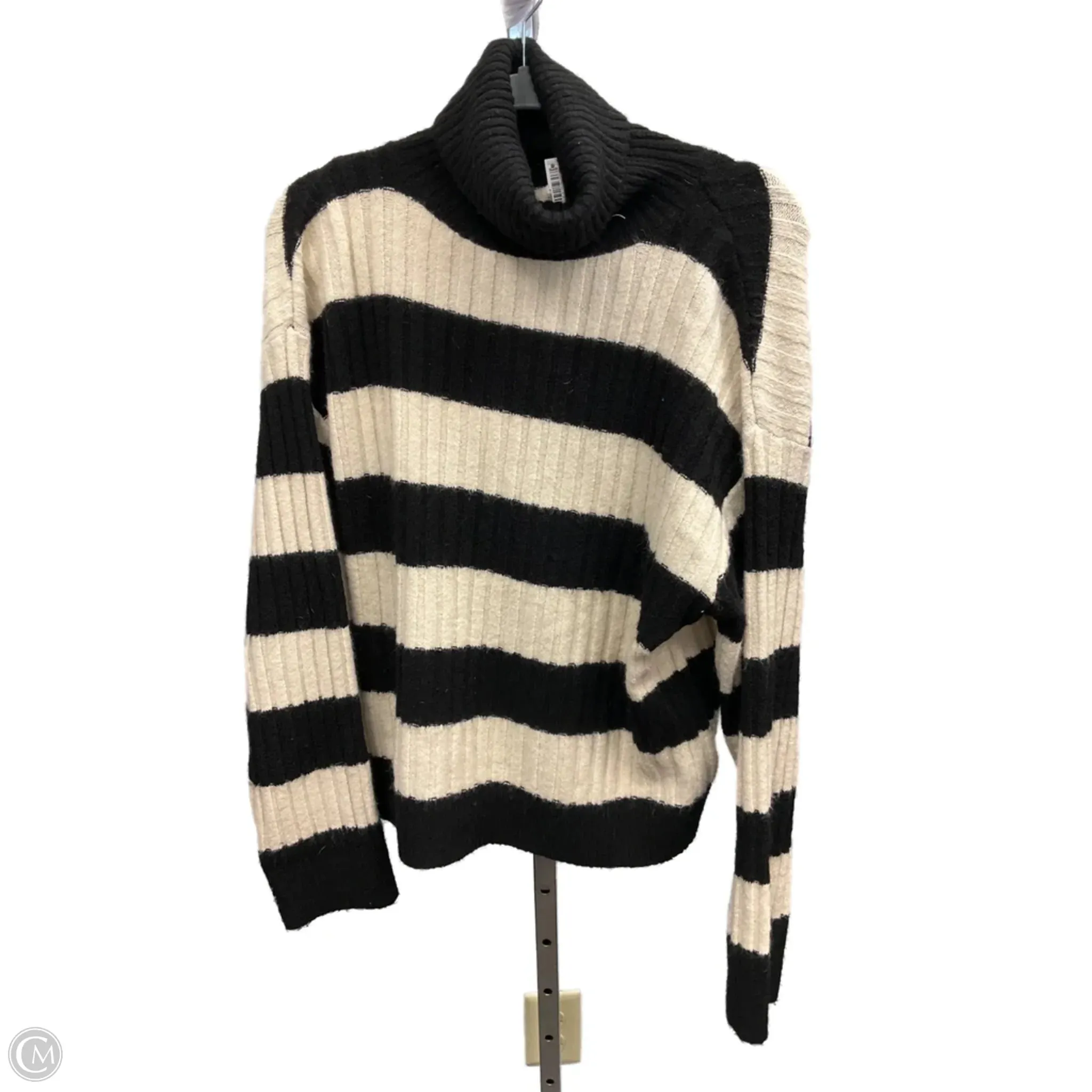 Sweater By H&m In Striped Pattern, Size: M VNeckline