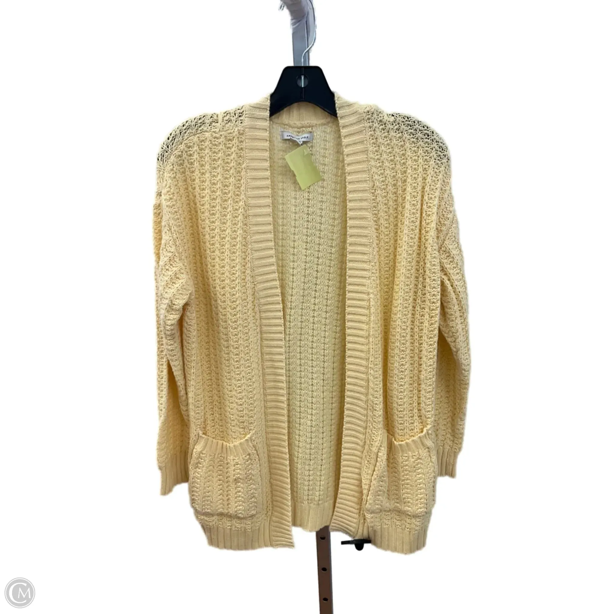 MultiPanelConstruction Everyday Jacket Sweater Cardigan By American Eagle In Yellow, Size: S