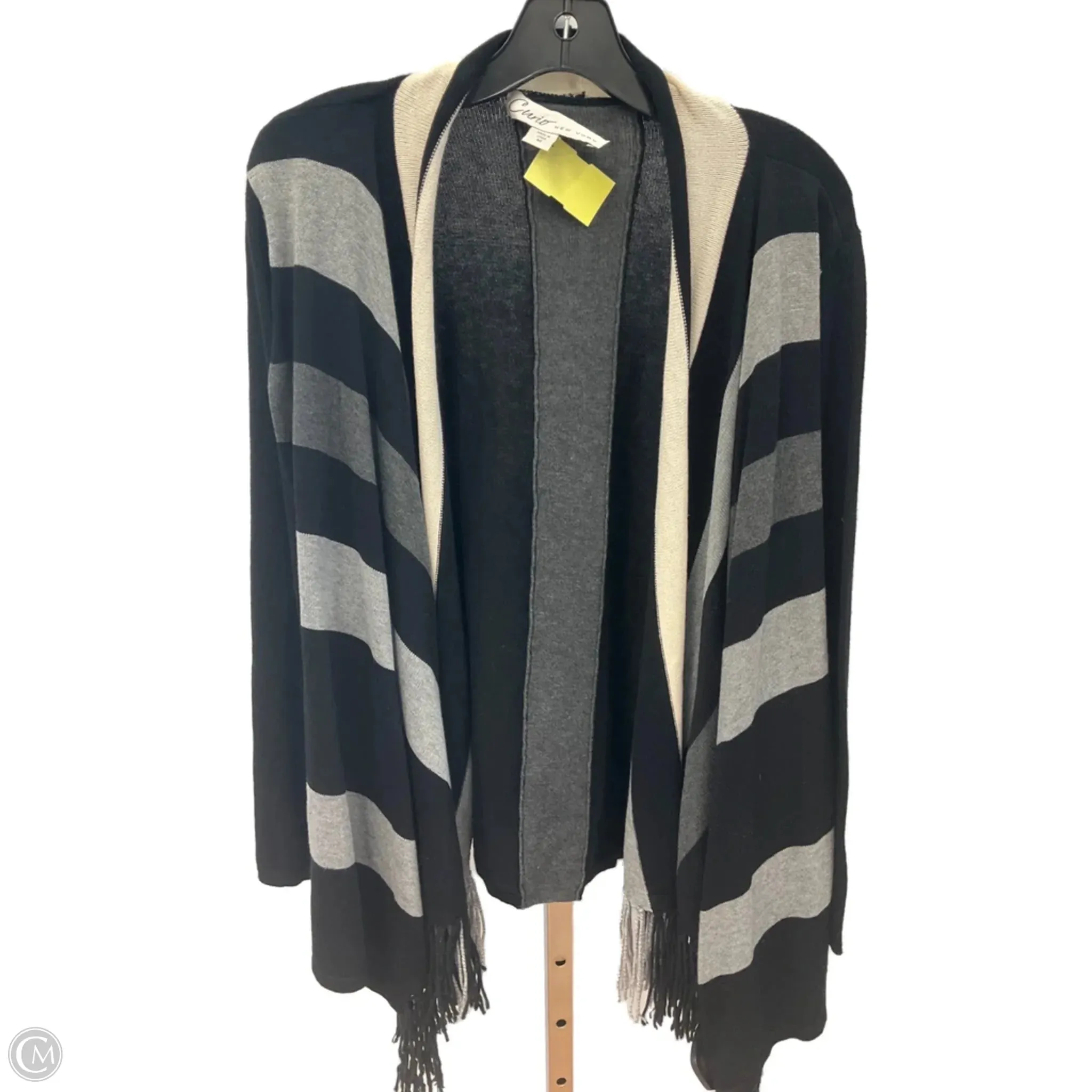LayeredPaneling Sweater Cardigan By Curio In Black & Grey, Size: M