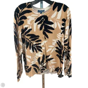 AbrasionResistant Fabric EasyCareMaterial Sweater Cardigan By Karen Scott In Black & Tan, Size: L