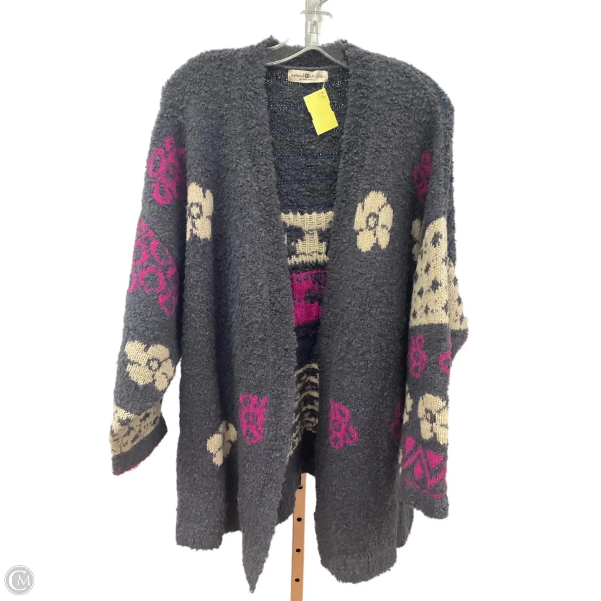 ReflectiveDetails Trend Vibe Sweater Cardigan By Natural Life In Grey & Purple, Size: Xl