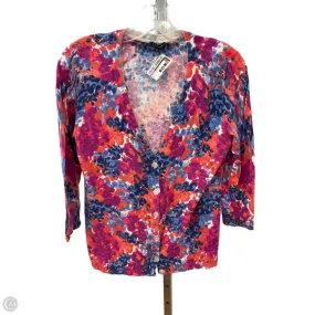 Sweater Cardigan By Talbots In Floral Print, Size: M High Neckline