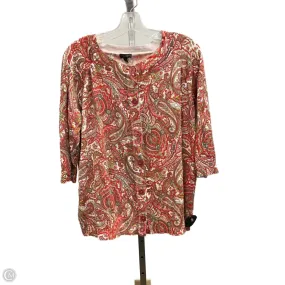 Sweater Cardigan By Talbots In Paisley Print, Size: 3x StretchableKnit