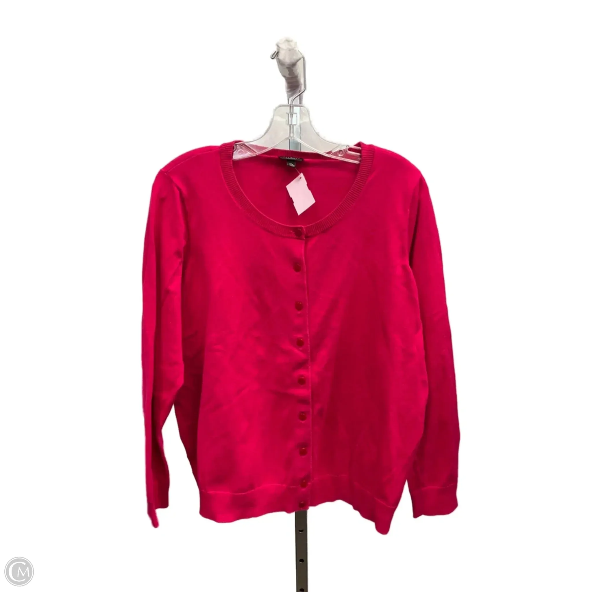 Sweater Cardigan By Talbots In Pink, Size: 1x Bonded Seam Technology YarnDyeStripe