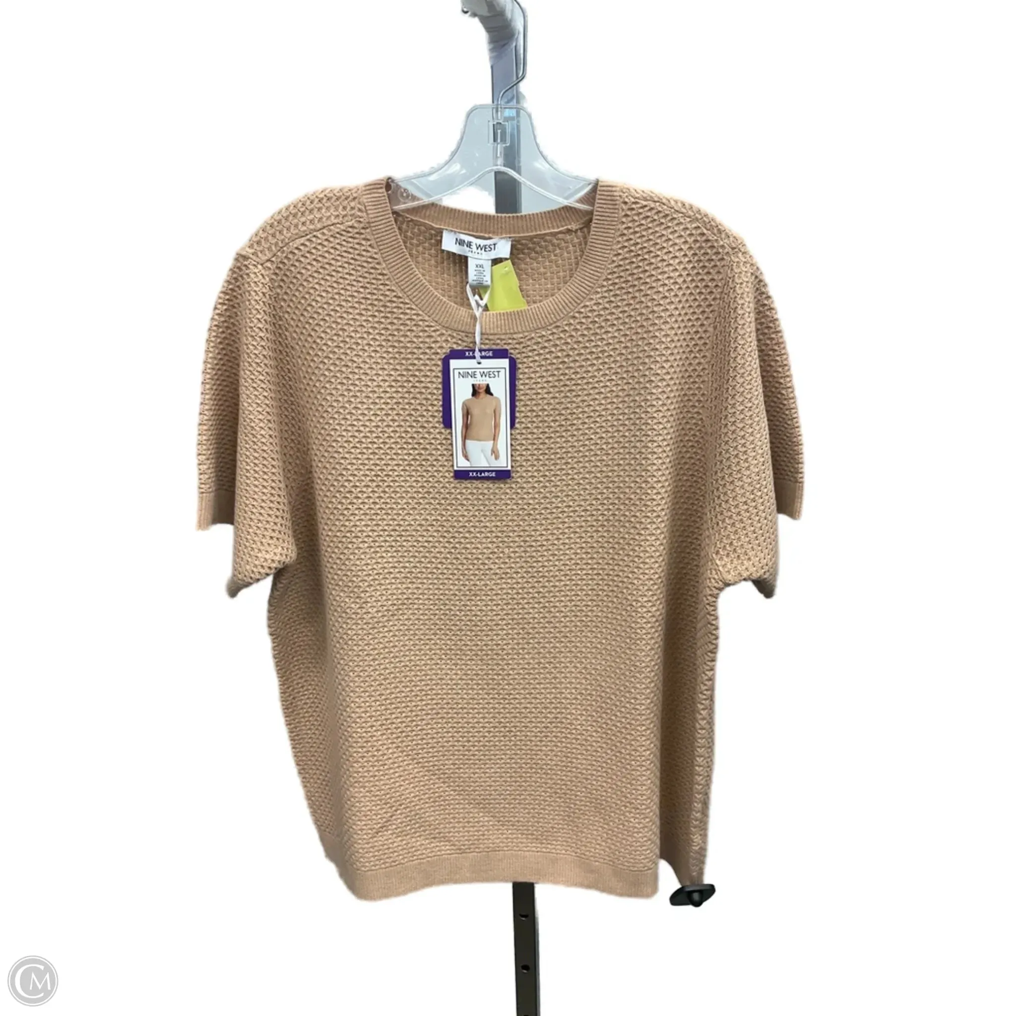 Sweater Short Sleeve By Nine West In Tan, Size: Xxl Built In Filter Layer