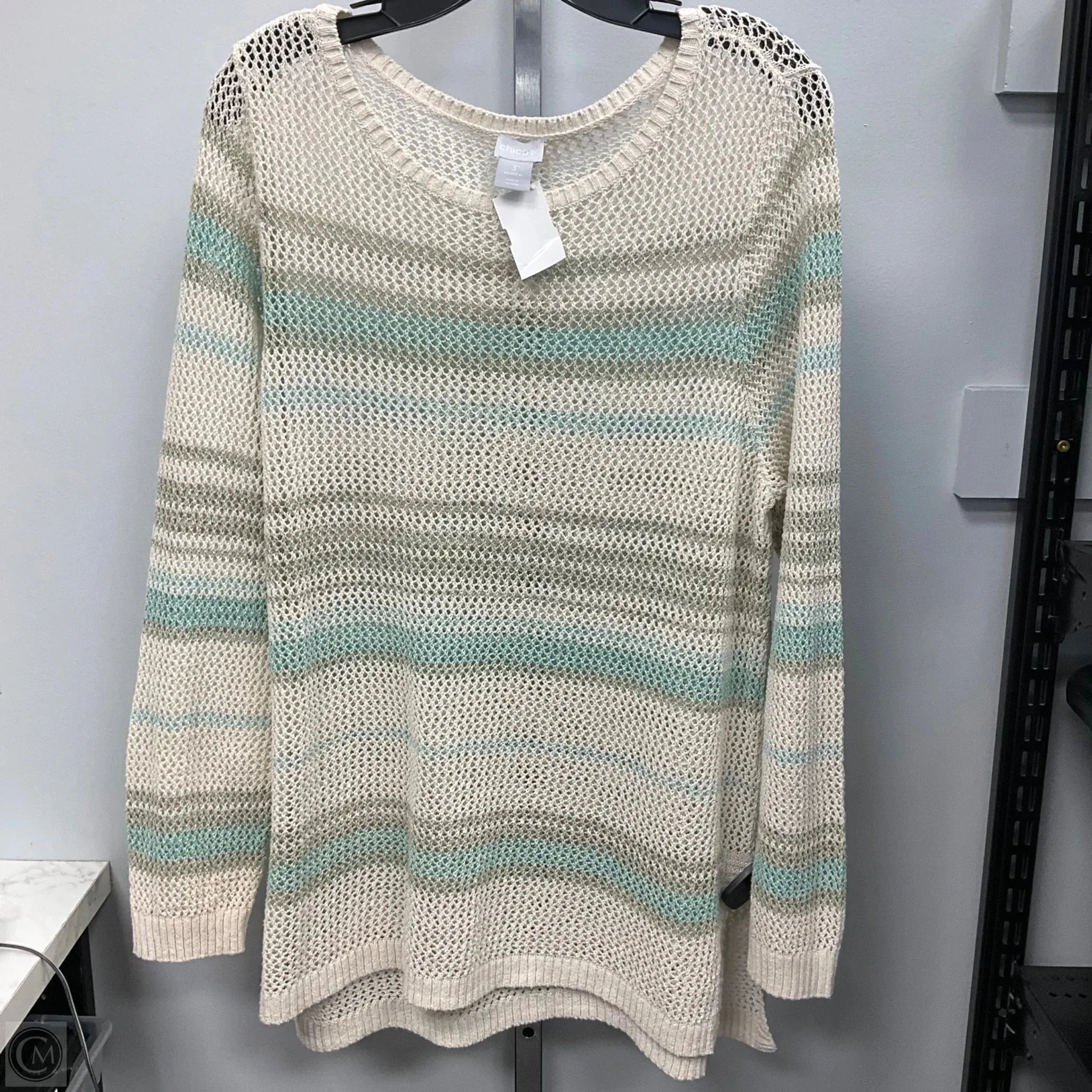Adjustable Hemline Sweater By Chicos In Cream, Size: Xl