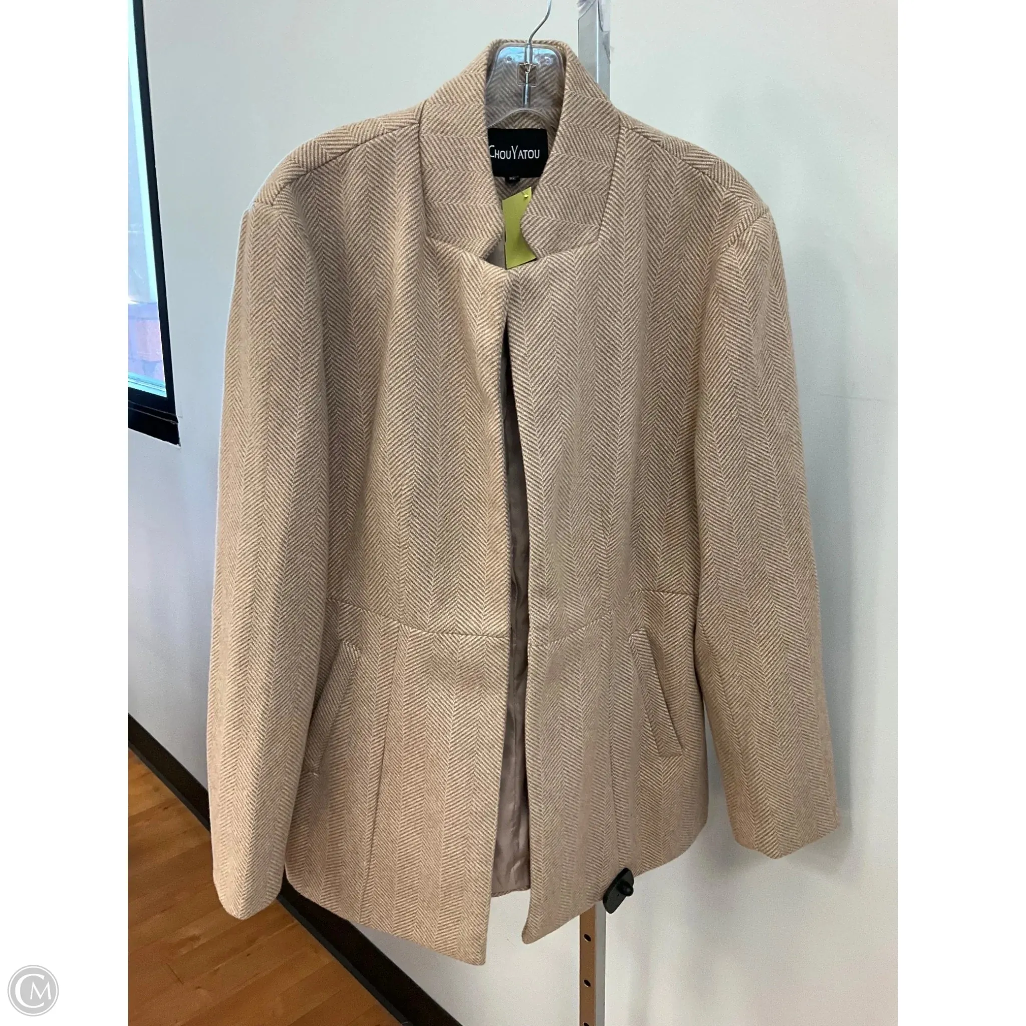 Stretchable Material Coat Wool By Cmc In Brown & White, Size: Xl