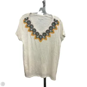 Ergonomic Shoulder Shape Wrinkle Free Weave Top Short Sleeve By Soft Surroundings In Cream, Size: L