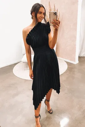 The Lady Like Midi Dress Black Chic Energy