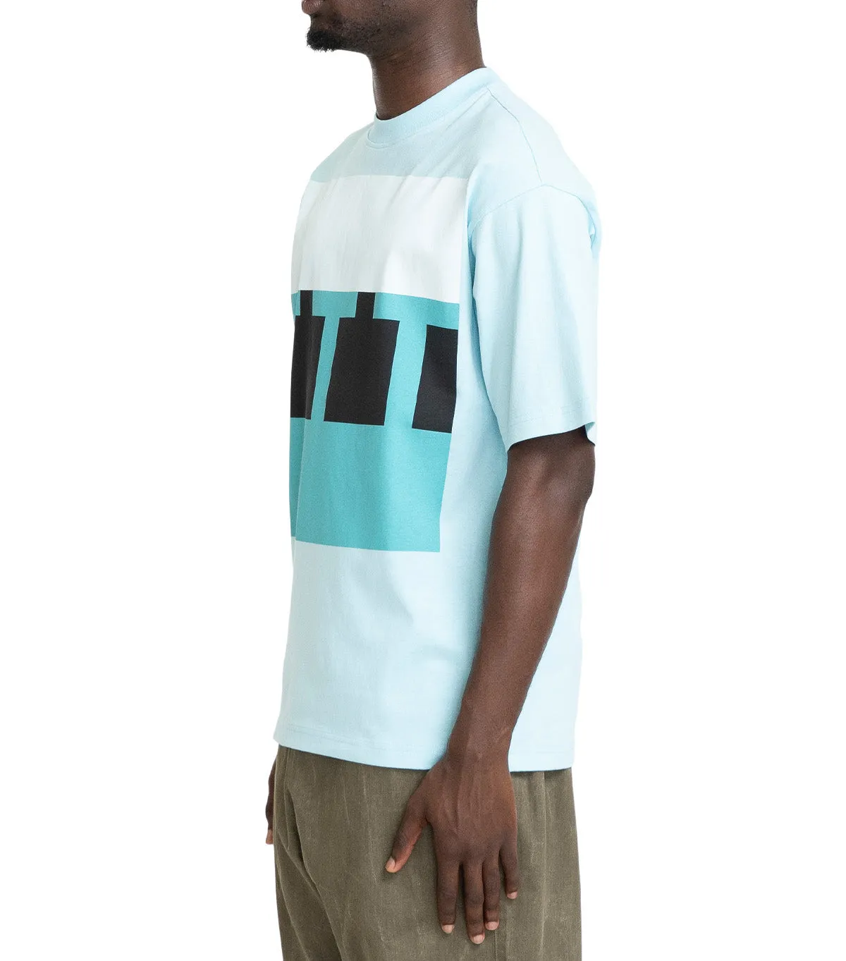 The Trilogy Tapes Block T-Shirt Blue Shine Mood
