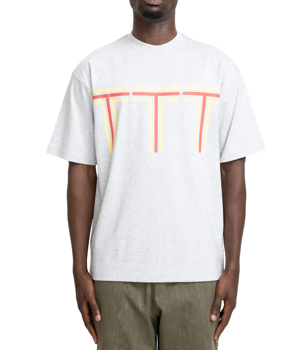 The Trilogy Tapes Logo Stripes T-Shirt Heather Grey Functional Fit