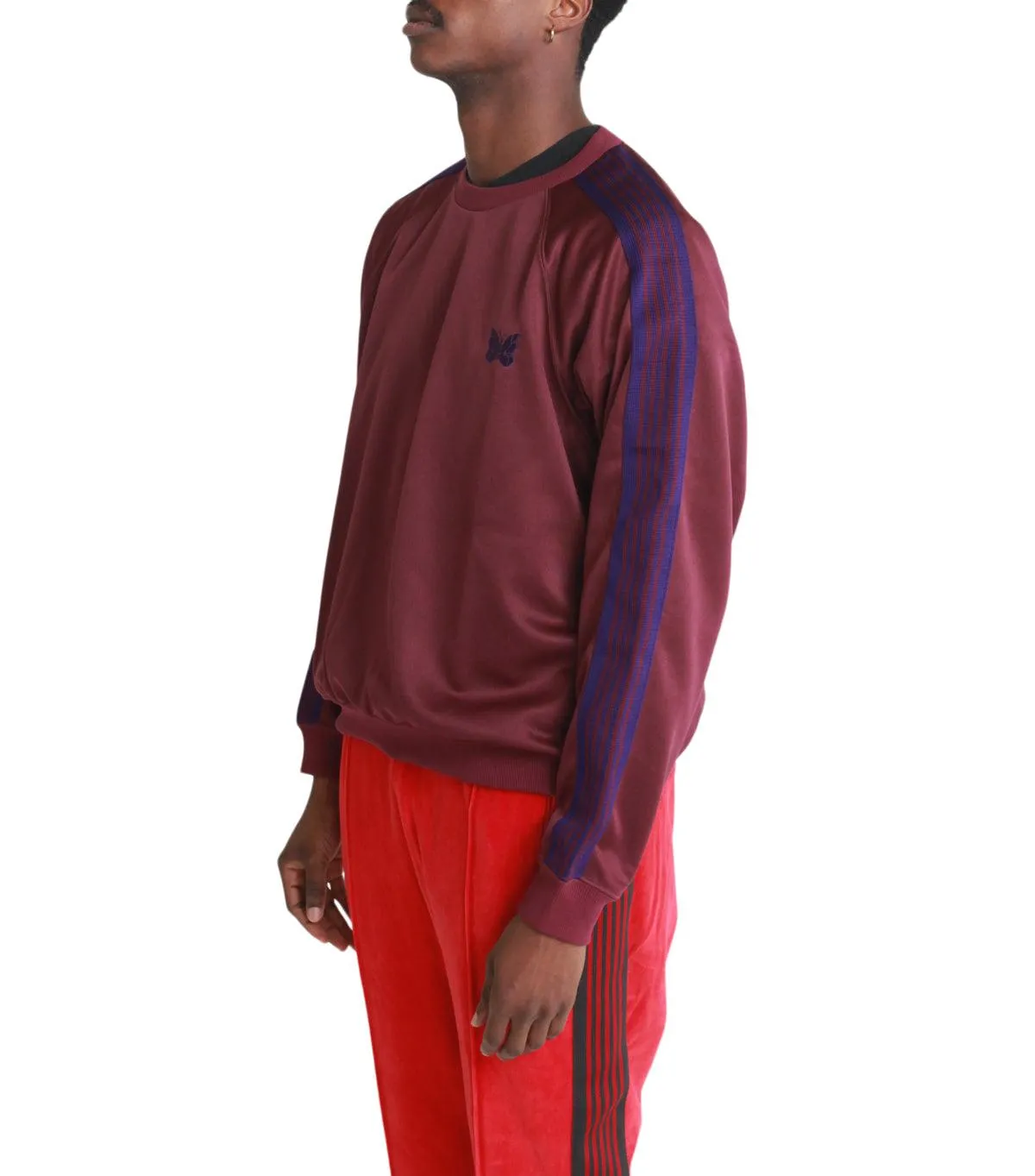 fresh start Needles Track Crew Neck Shirt Poly Smooth Burgundy