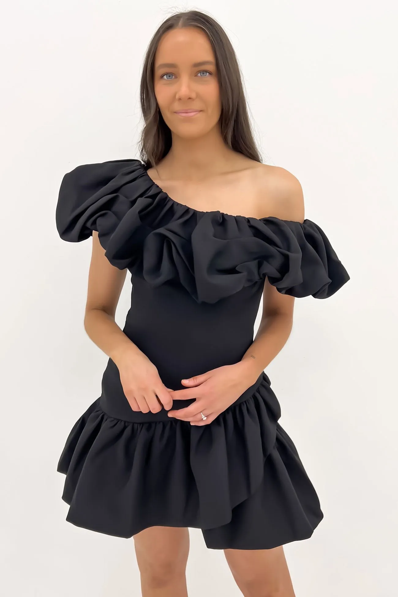 Love Glow Geometric-pattern Abba Dress Black