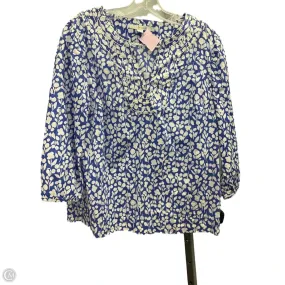 OrganicCottonBlend Top 3/4 Sleeve By Boden In Blue & White, Size: 10