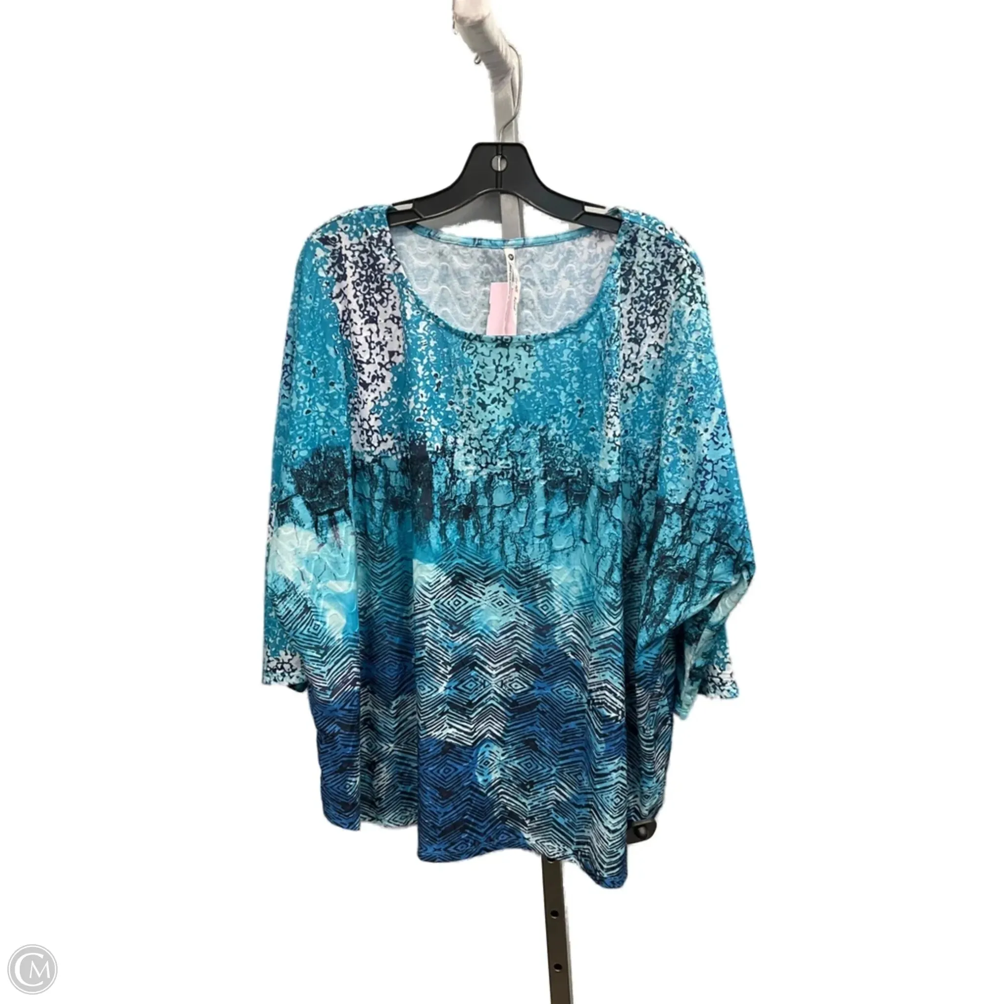 Top 3/4 Sleeve By Leo And Nicole In Blue, Size: 3x Moon Cool FlexibleFit