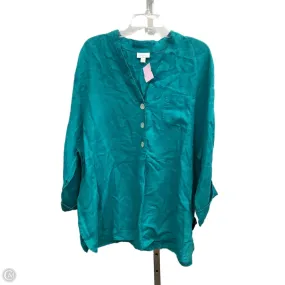 Contoured Side Panels Wind Resistant Fabric Top 3/4 Sleeve By Pure Jill In Teal, Size: 2x