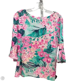 Top 3/4 Sleeve Designer By Lilly Pulitzer In Green & Pink, Size: S UVProtectionFabric FourWayStretchClothing