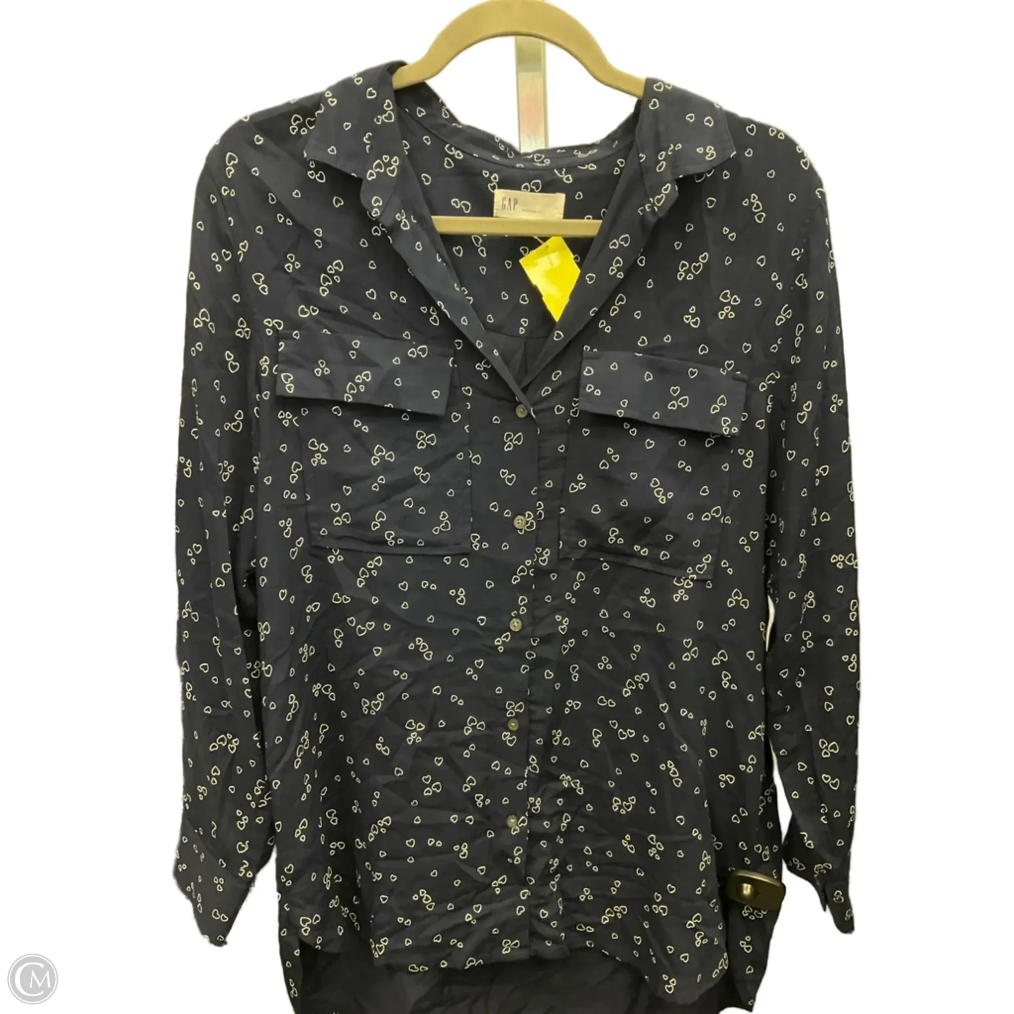 Magnetic Closure Morning Ease Top Long Sleeve Basic By Gap In Blue, Size: M