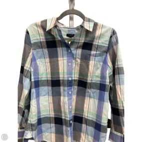 Top Long Sleeve Basic By Talbots In Plaid Pattern, Size: Mp Flattering Drape