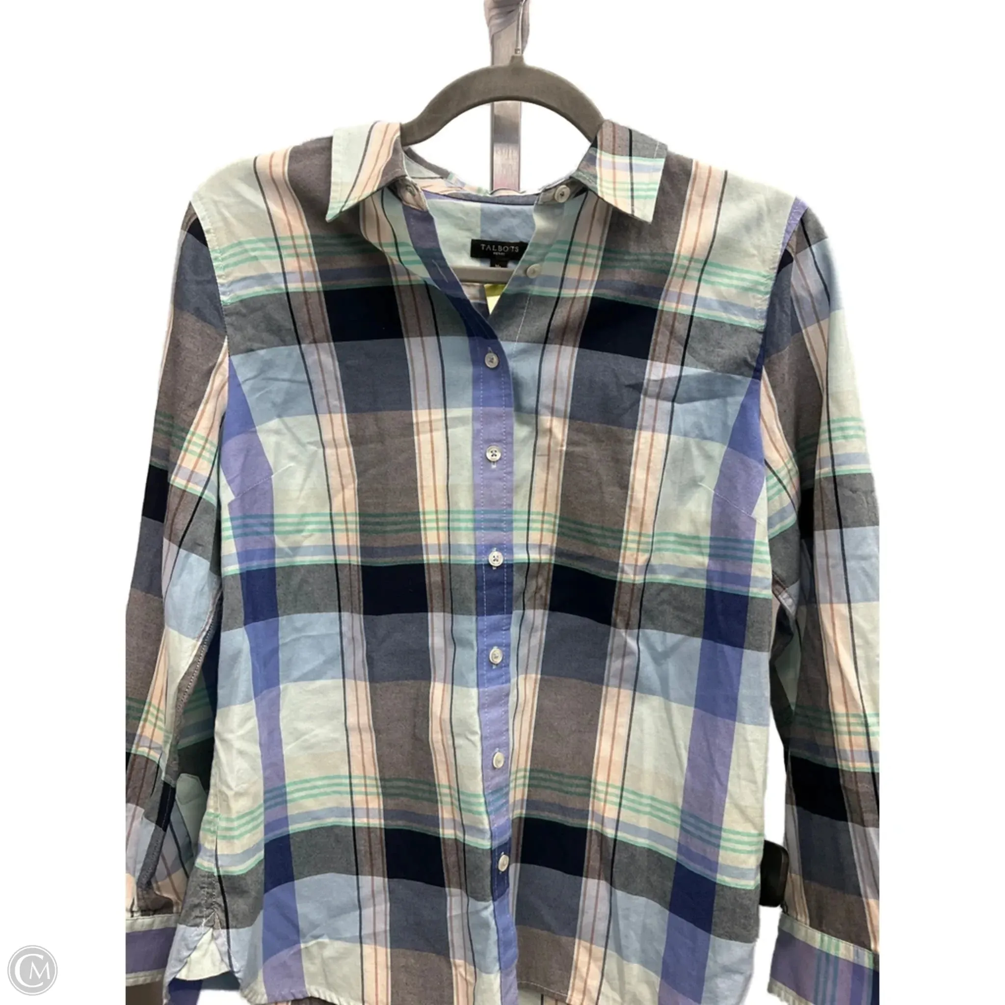 Vision Fit Top Long Sleeve Basic By Talbots In Plaid Pattern, Size: Mp