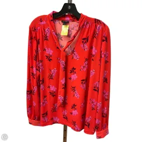 Top Long Sleeve By Ann Taylor In Orange & Pink, Size: L Night Out