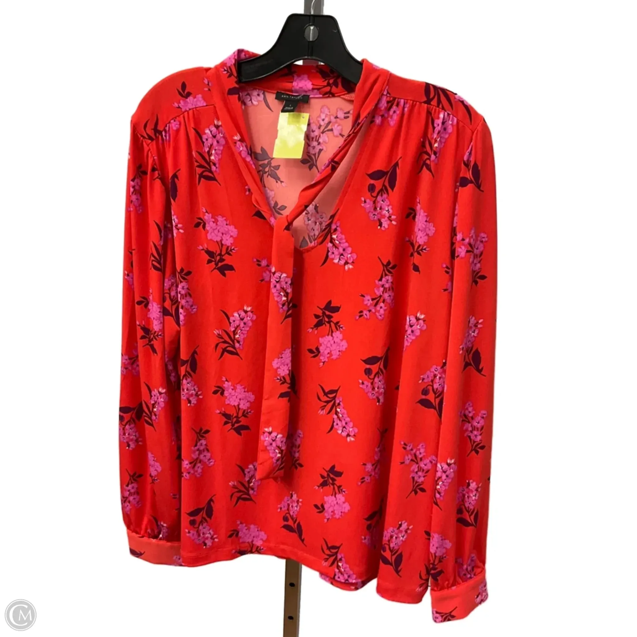 Top Long Sleeve By Ann Taylor In Orange & Pink, Size: L Night Out