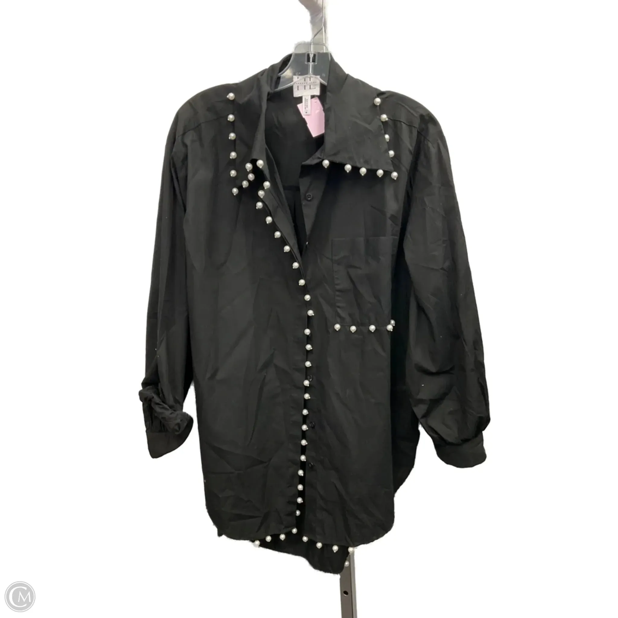 Top Long Sleeve By Anthropologie In Black, Size: M SubtleTexture