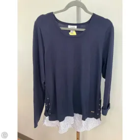 Top Long Sleeve By Calvin Klein In Navy, Size: L Flash Look LightweightInsulation