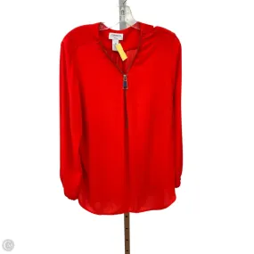 Recycled Fiber Blend Top Long Sleeve By Carmen By Carmen Marc Valvo In Orange, Size: 2x