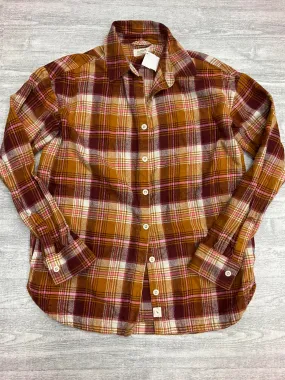 Top Long Sleeve By Clothes Mentor In Plaid Pattern, Size: Xs OrganicCottonBlend Garment Washed Finish