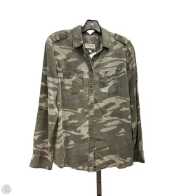 HeatPressedLogos StainRepellentCoating Top Long Sleeve By Express In Camouflage Print, Size: S