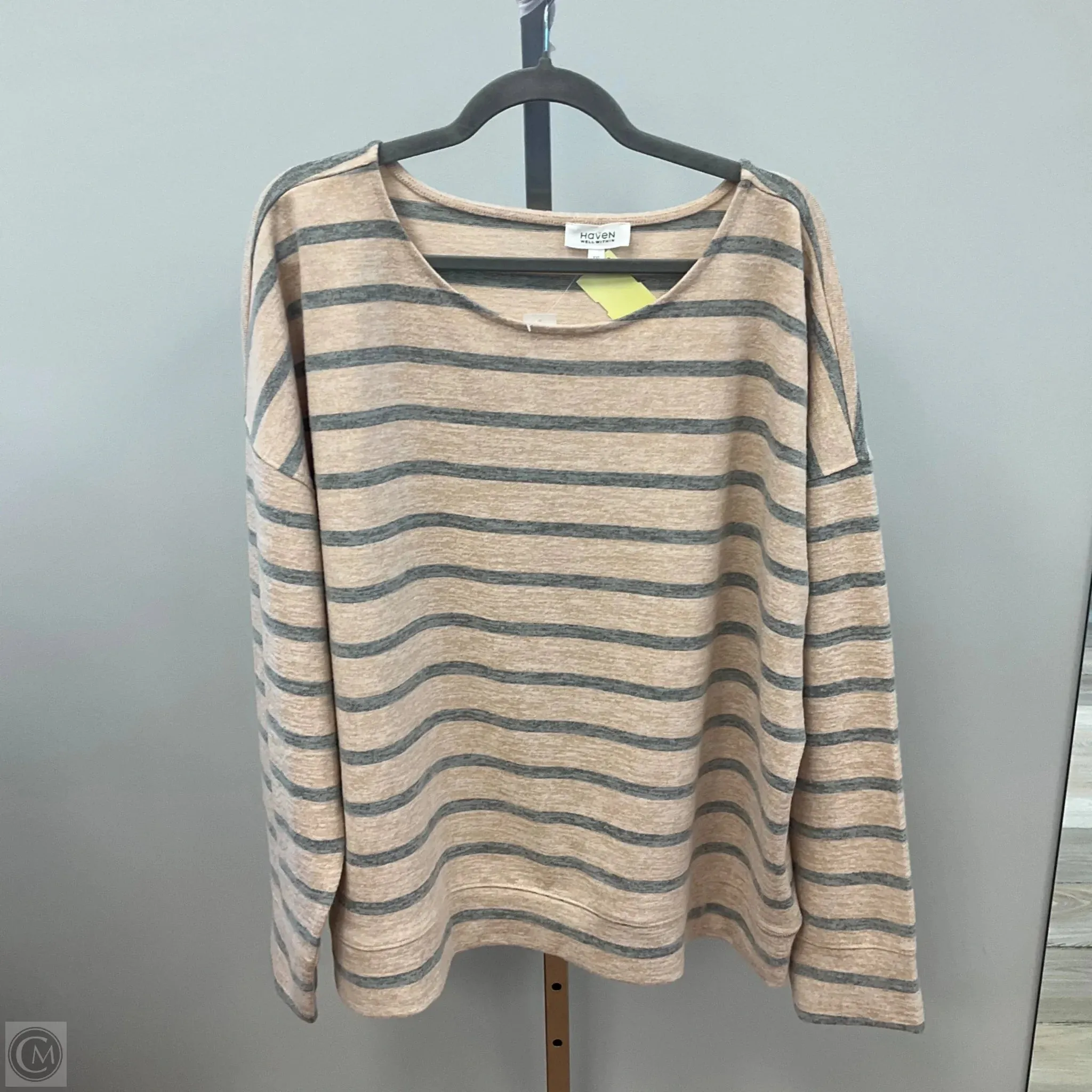 Zero Waste Senior Ease Top Long Sleeve By Haven In Striped Pattern, Size: Xxl