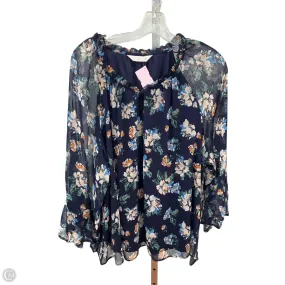 Top Long Sleeve By Lc Lauren Conrad In Blue, Size: Xl Relaxed Hoodie Non Restrictive Armhole Cut