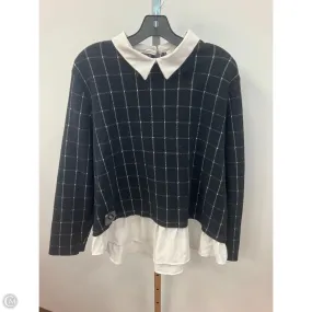 Top Long Sleeve By Loft In Black & White, Size: Xxl WrinkleResistant Fabric AntiPilling Surface