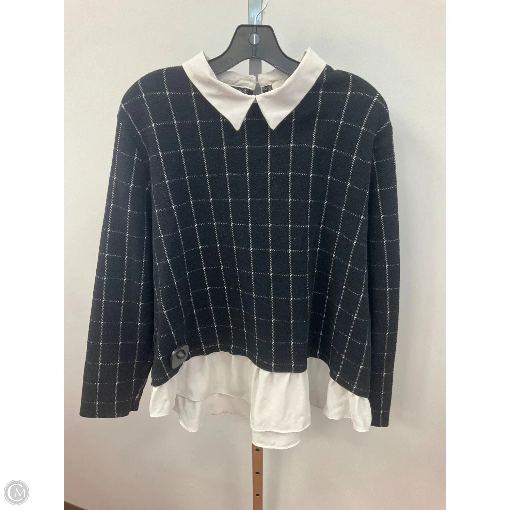 Odor Control Technology Top Long Sleeve By Loft In Black & White, Size: Xxl