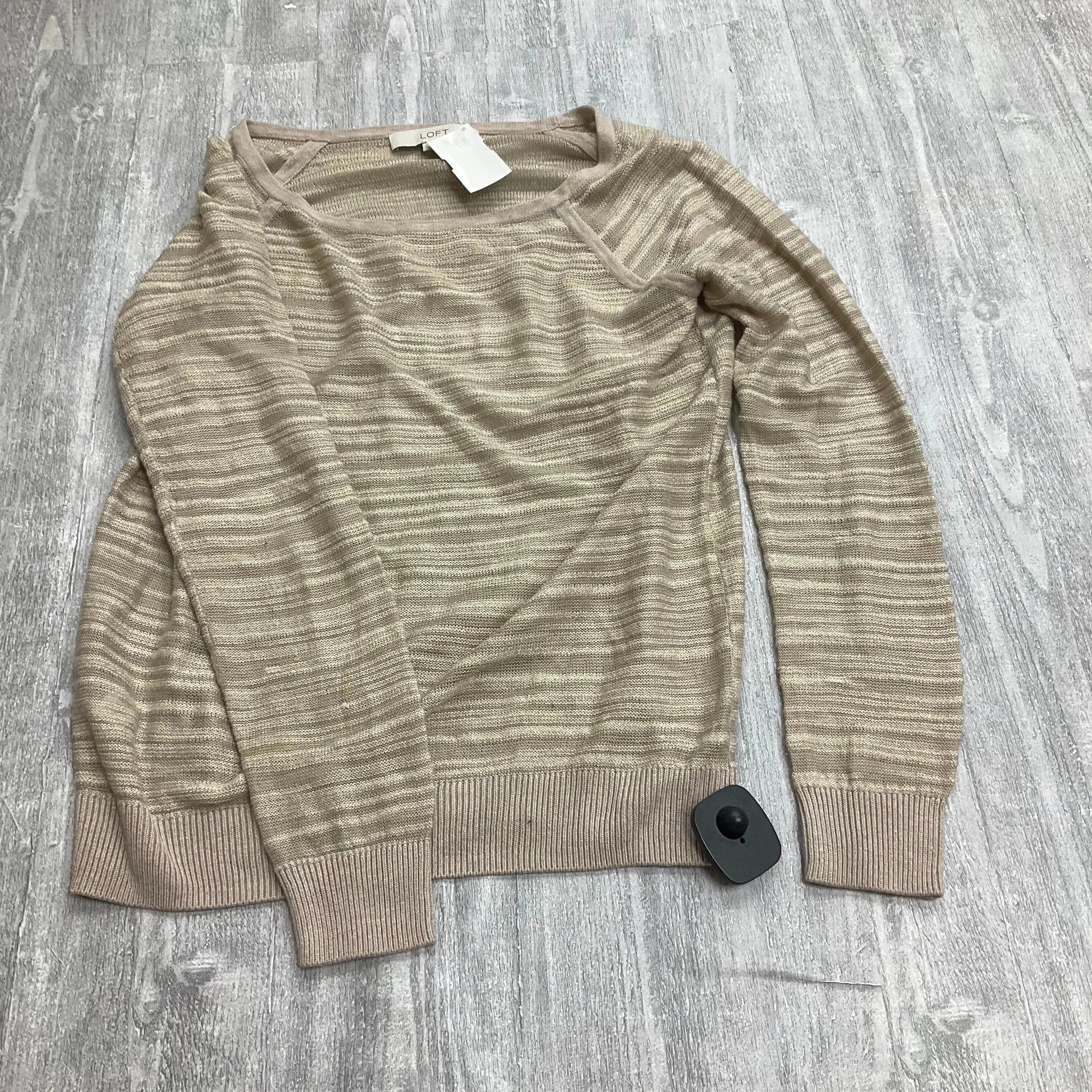 DoubleLayered Top Long Sleeve By Loft In Tan, Size: Xs