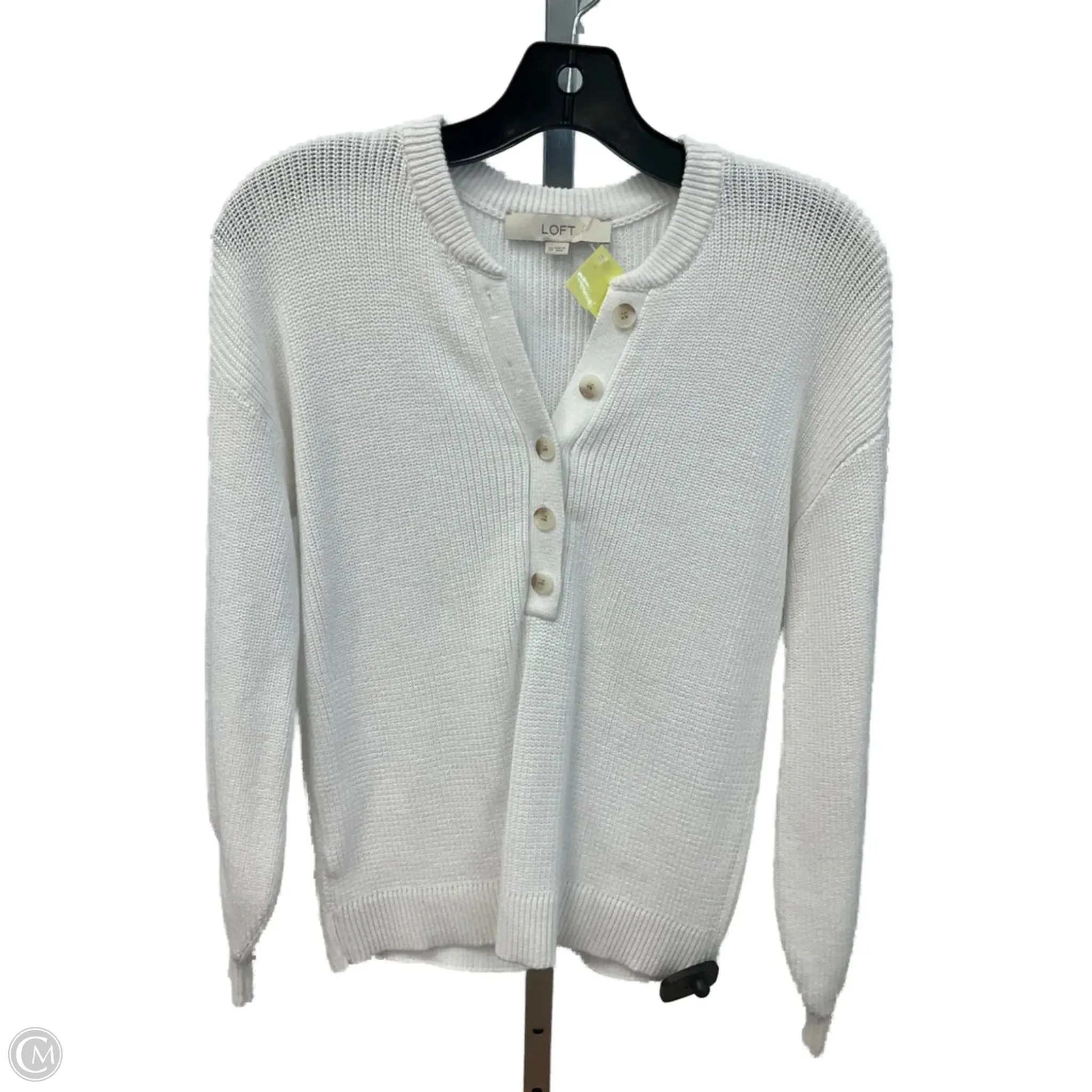 HeatPressedLogos RibbedTexture Top Long Sleeve By Loft In White, Size: Xs