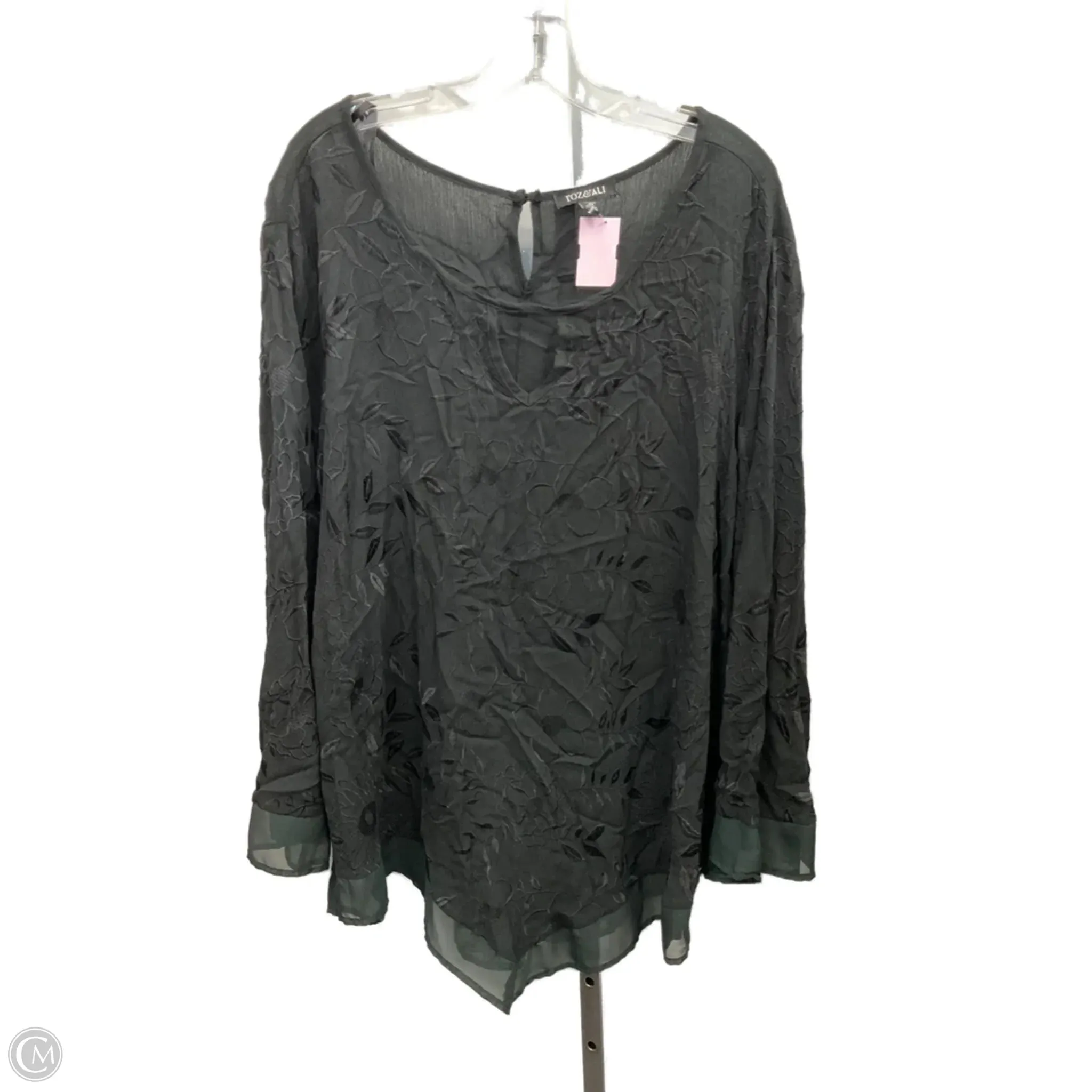Top Long Sleeve By Roz And Ali In Black, Size: 3x Polish Tone